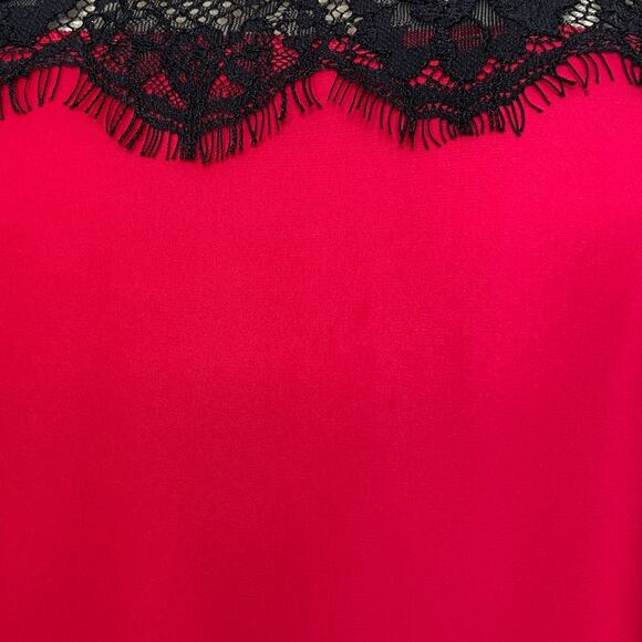 Torrid Lace Inset Top Red Black Short Sleeve Flowy Business Preppy Size 2X - Picture 8 of 11